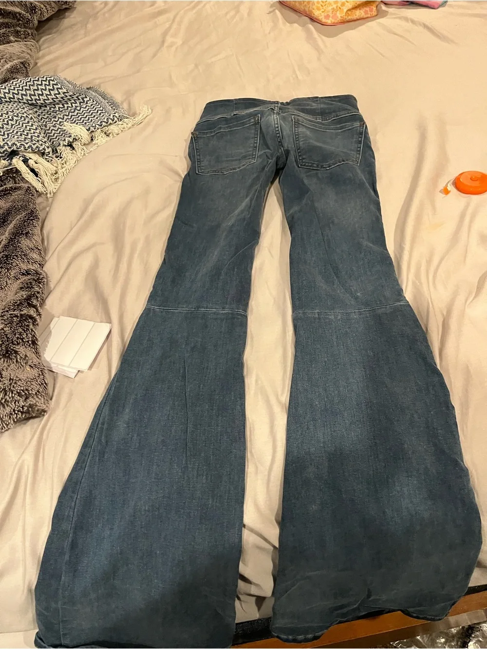Free People Dark Blue High-Rise Flared Jeans